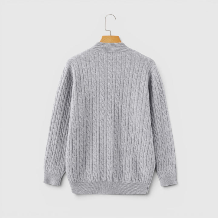 Durable men's premium half-zip knit sweater, built for lasting warmth & versatile wear.