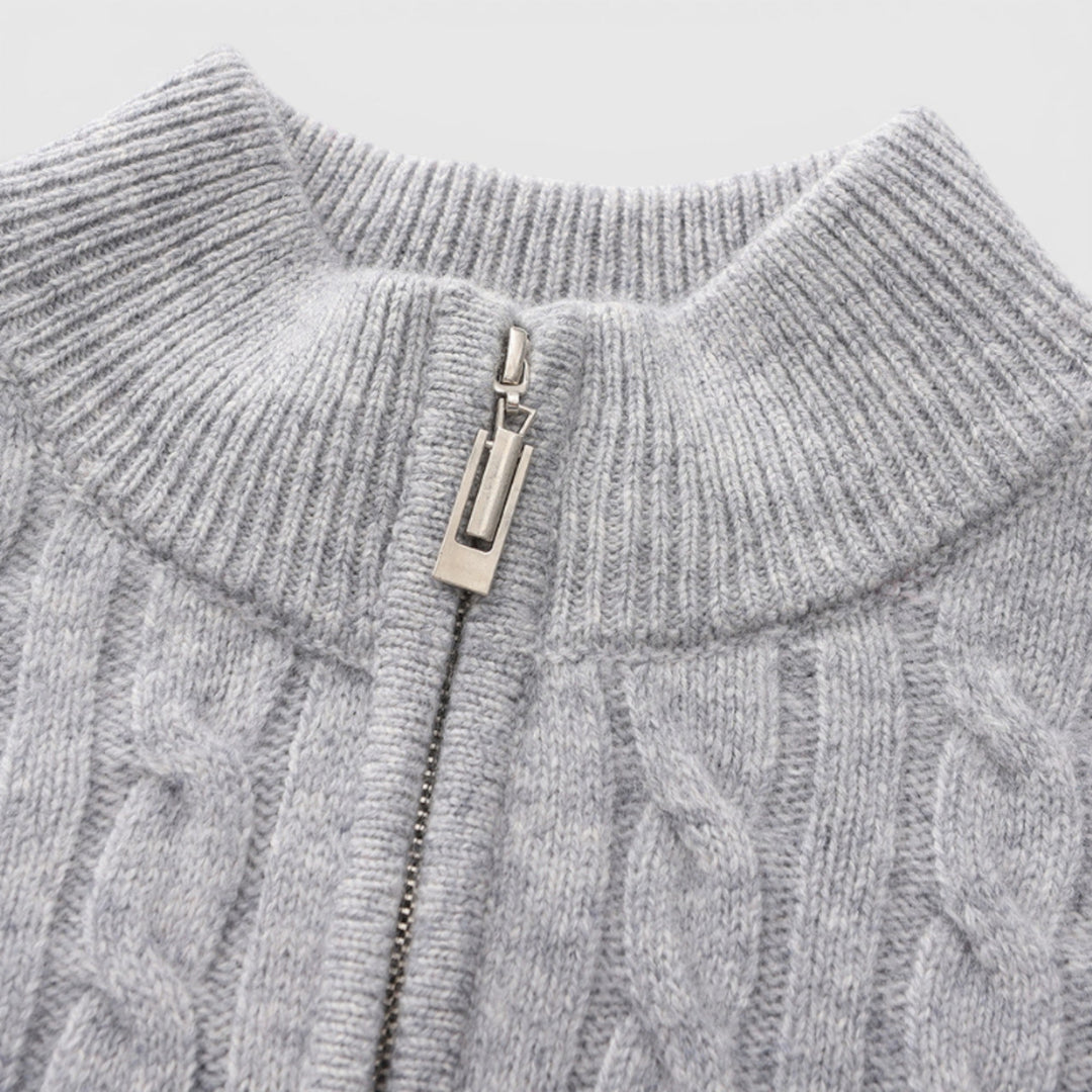 Fashionable men's long sleeve half-zip sweater, enhancing any casual or business casual outfit.