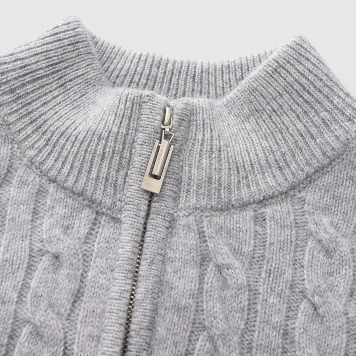 Fashionable men's long sleeve half-zip sweater, enhancing any casual or business casual outfit.
