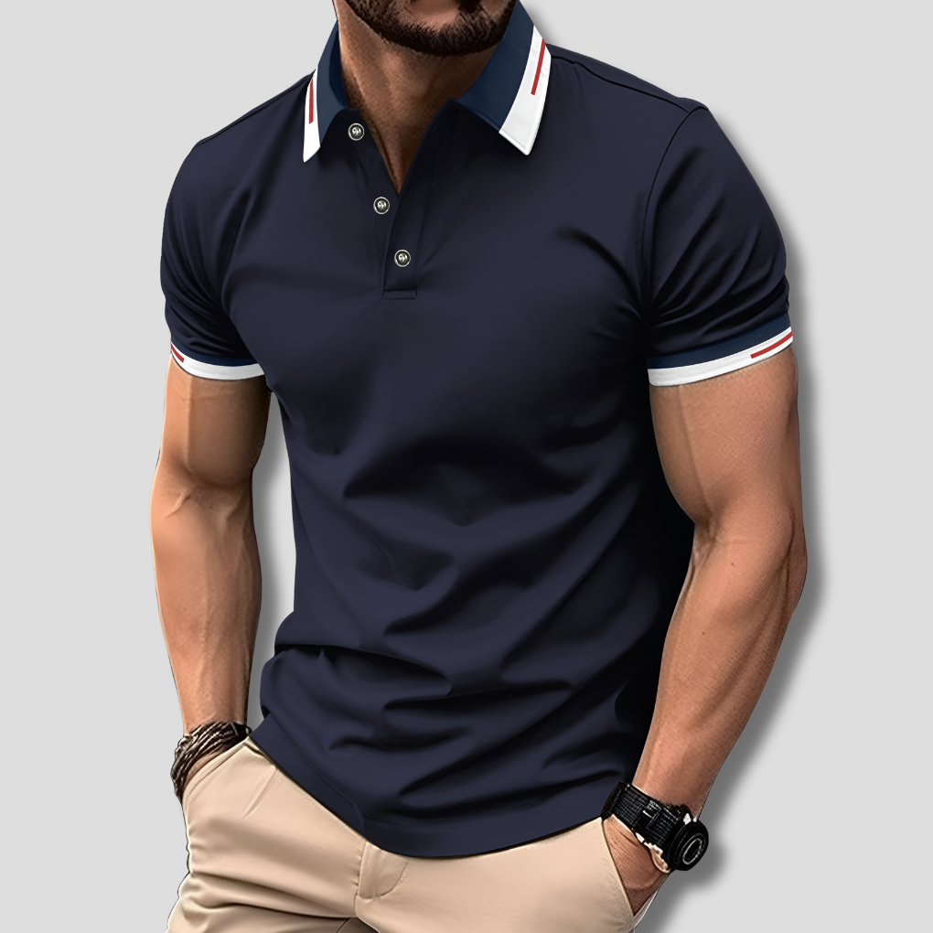 Men's premium casual polo shirt. High-quality short-sleeve apparel for versatile everyday style.