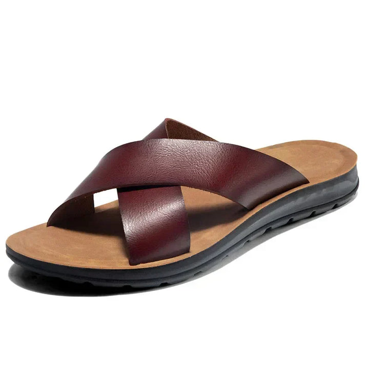 Premium men's slip-on sandals, ultimate comfort for summer beach and vacation footwear.