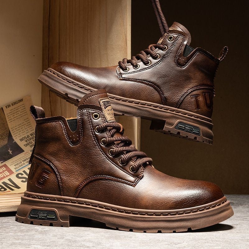 Men's premium slip-on work boots, comfortable anti-slip design. Ideal men's footwear for everyday wear.
