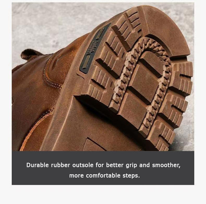 Anti-slip sole of men's premium work boots, engineered for comfort, safety, & everyday casual wear.