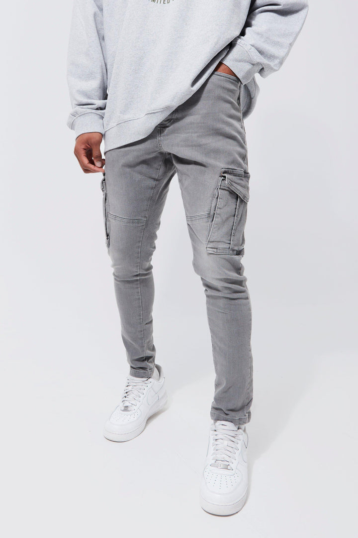 Men's premium stretch skinny jeans in dark wash, slim fit for everyday comfort & modern style.