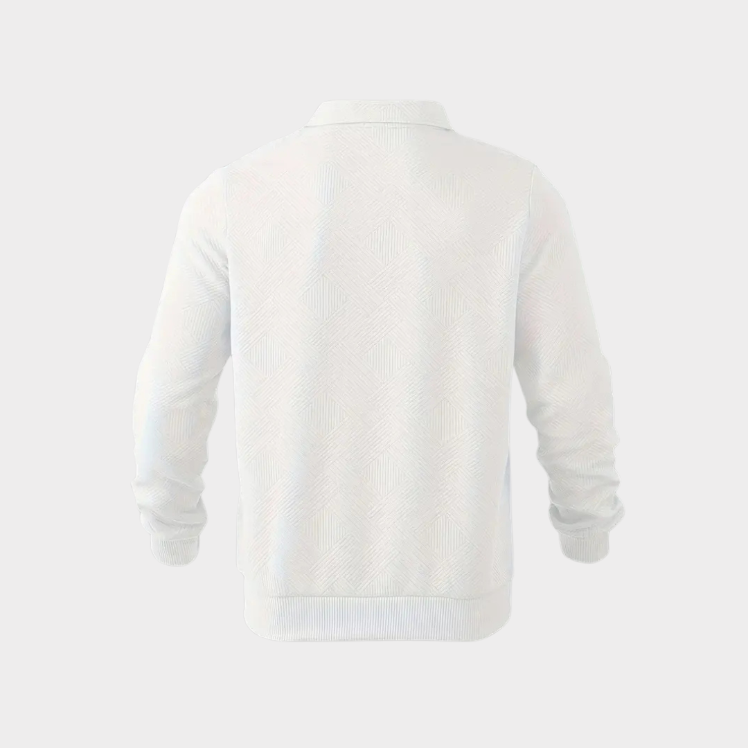 Men's stylish quarter zip top, comfortable & textured, perfect for smart casual and layering.