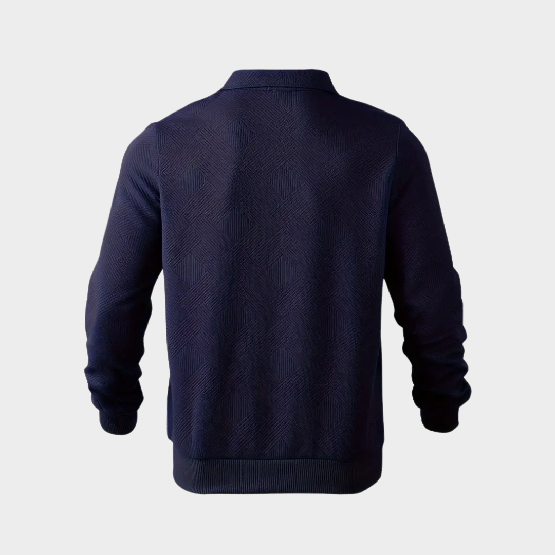 Versatile men's fashion quarter zip, a comfortable long sleeve textured top for all occasions.