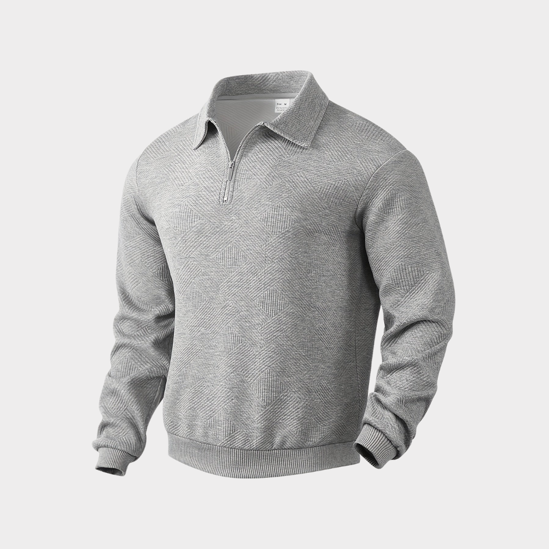 Stylish & comfortable men's quarter zip top, a textured layering piece for casual and smart looks.