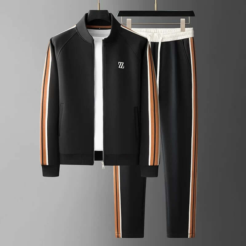 Modern men's athletic tracksuit, perfect fall fashion for sport & leisure. Comfortable & stylish.
