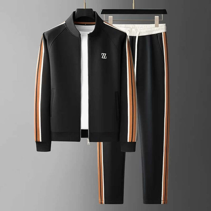 Modern men's athletic tracksuit, perfect fall fashion for sport & leisure. Comfortable & stylish.