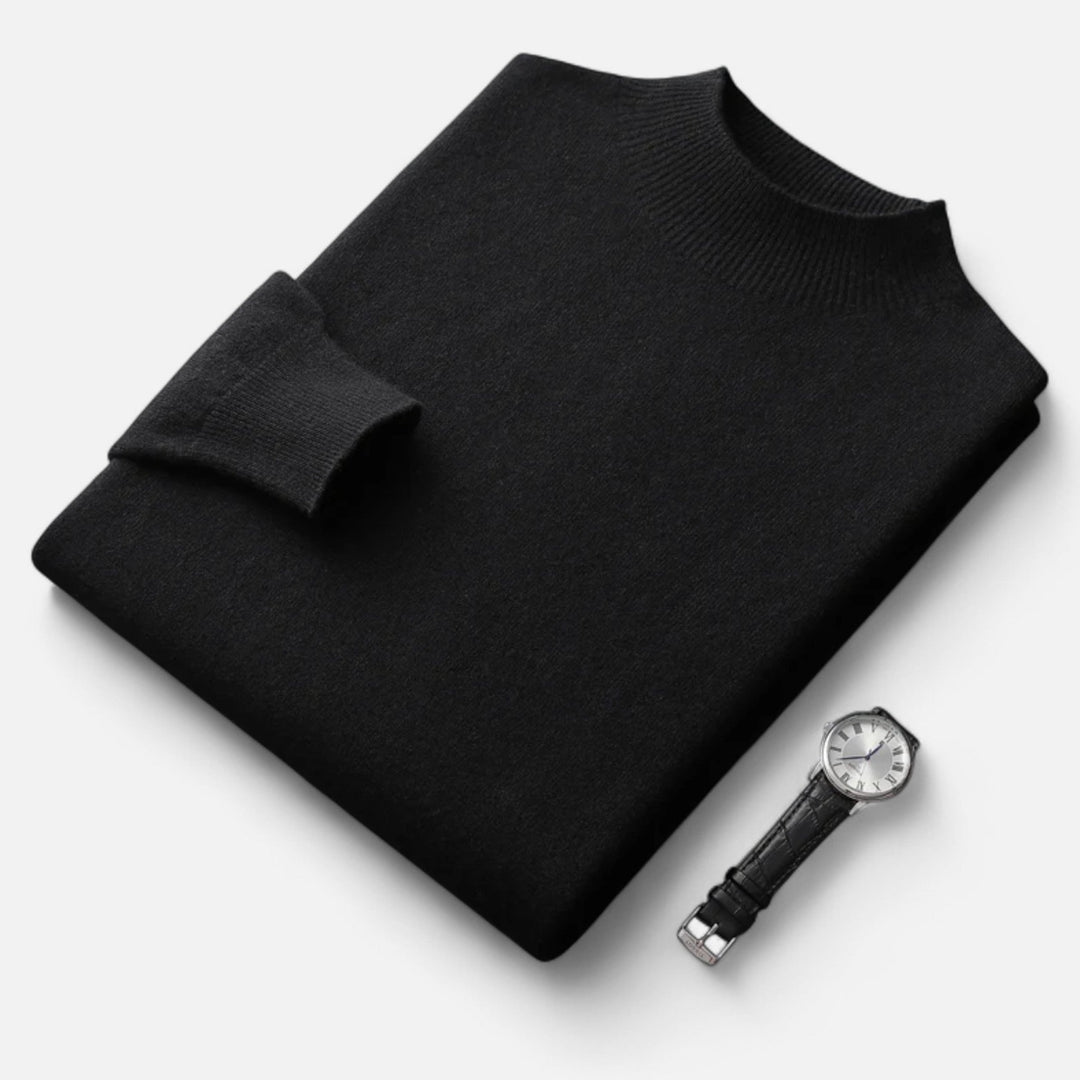 Timeless style: men's casual half-turtleneck sweater in charcoal grey