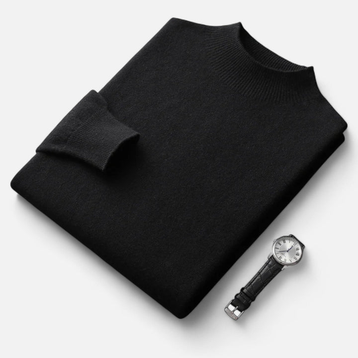 Timeless style: men's casual half-turtleneck sweater in charcoal grey