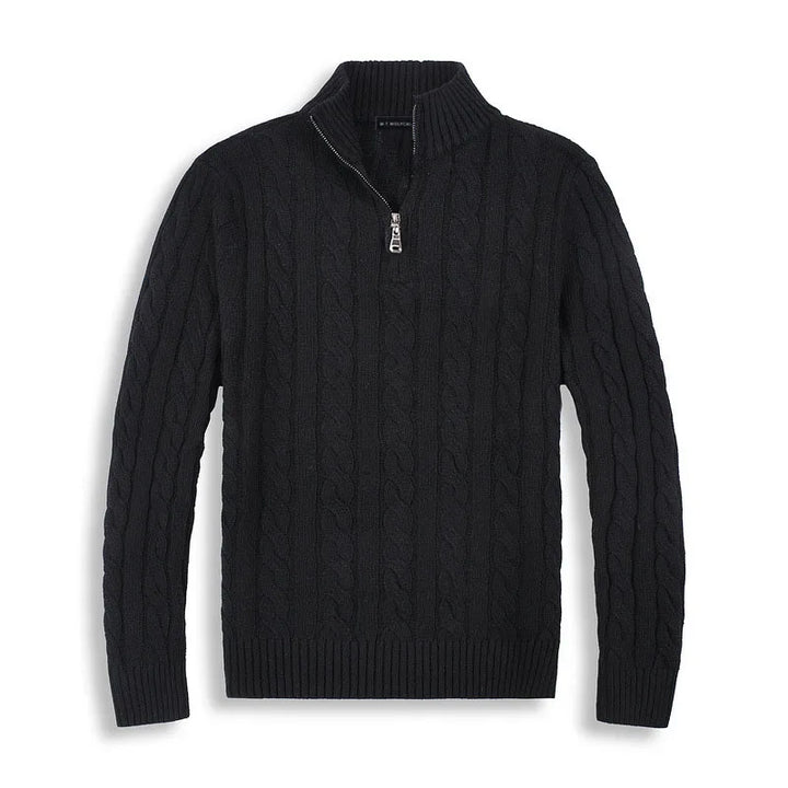 Men's versatile quarter-zip cable knit sweater for effortless classic style.