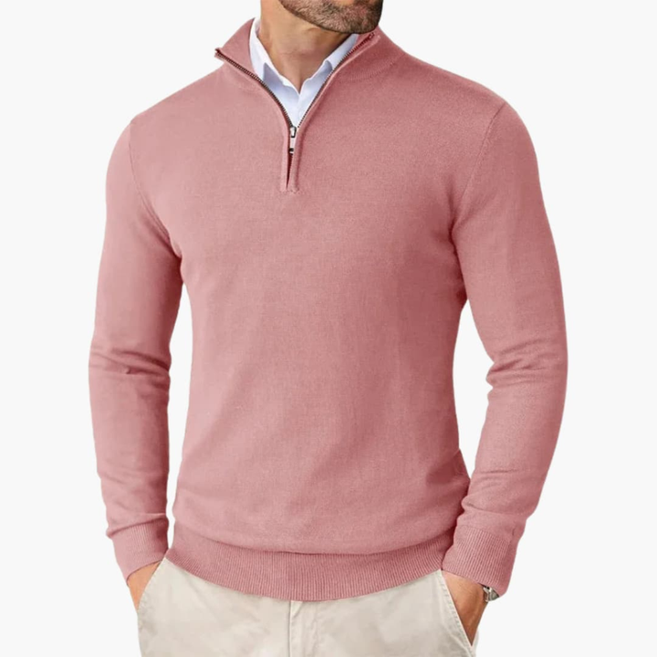 Comfortable men's knit quarter zip pullover, perfect long sleeve top for fall & winter layering.