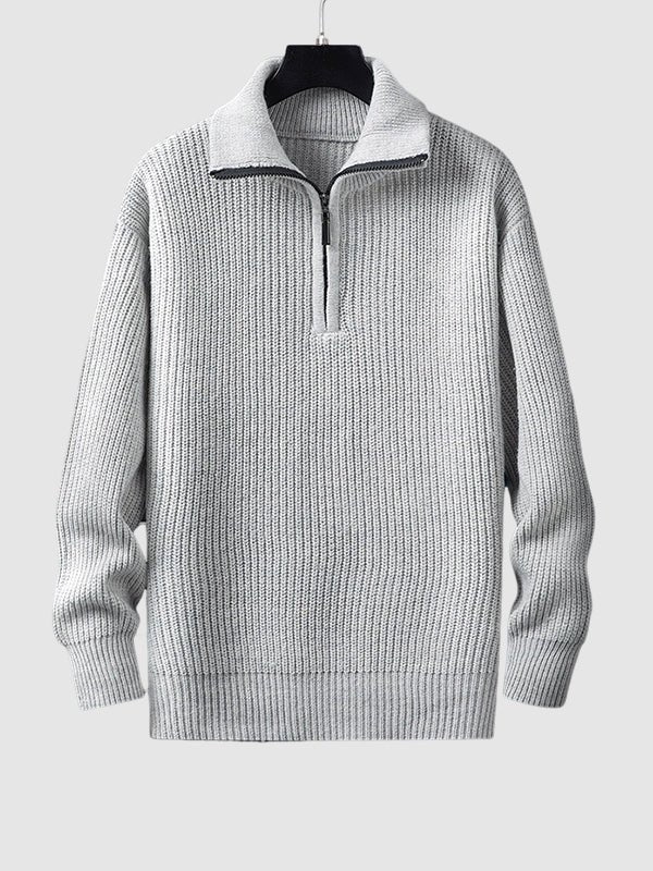 Men's quarter zip knit sweater for effortless style and comfort.