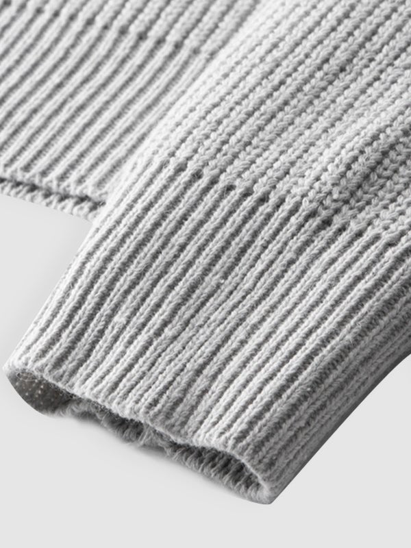 Classic men's quarter zip knit sweater with ribbed cuffs & hem for winter essentials.