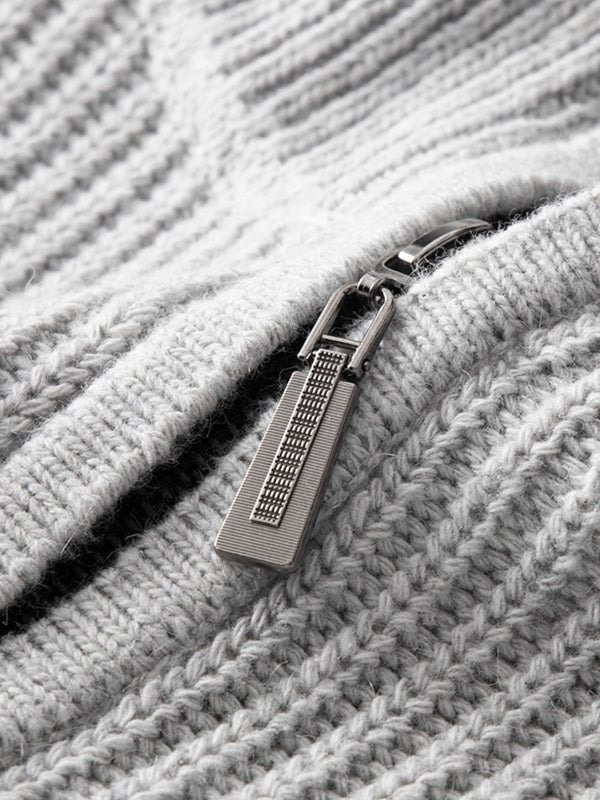 Comfortable men's quarter zip pullover, soft knit fabric, versatile for fall style.