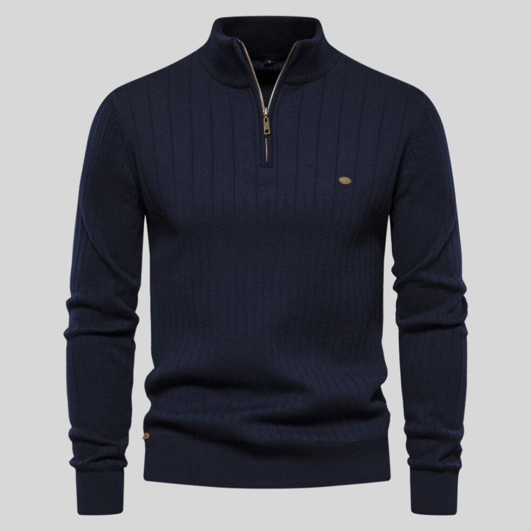 Comfortable men's long-sleeve quarter-zip sweater. Versatile casual wear, mock neck style for any look.
