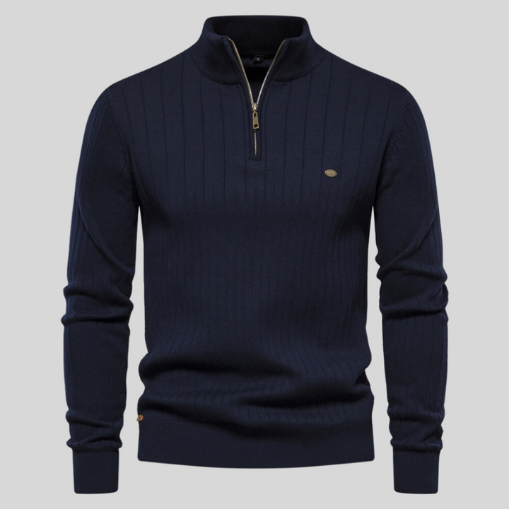 Comfortable men's long-sleeve quarter-zip sweater. Versatile casual wear, mock neck style for any look.