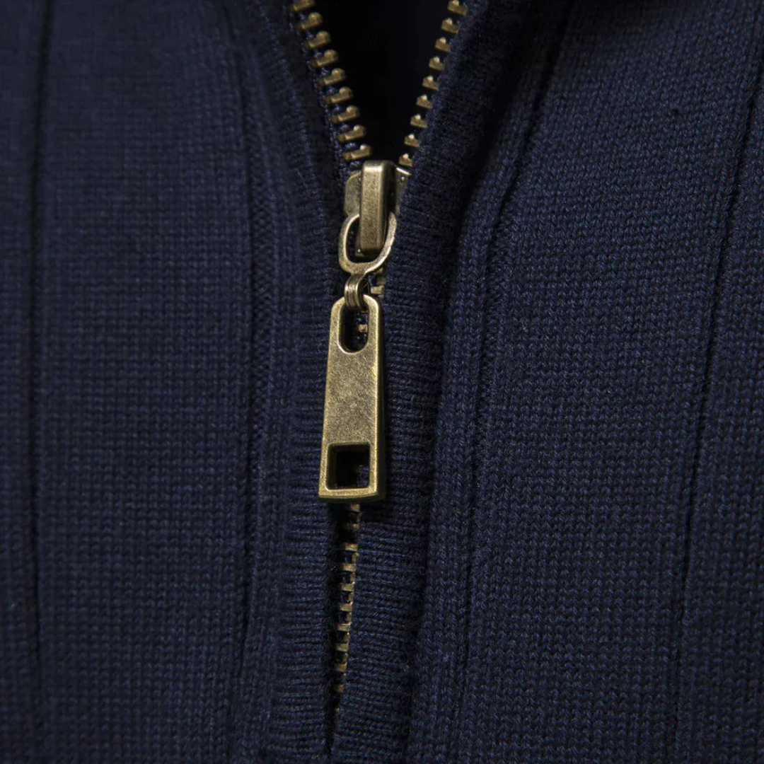 Versatile men's quarter-zip long-sleeve sweater. A stylish mock neck essential for fall & winter style.