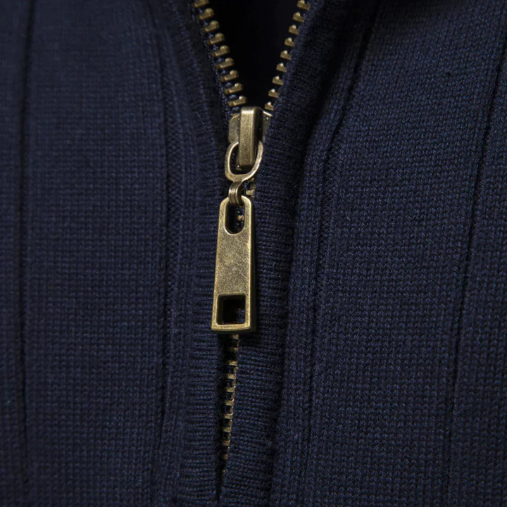 Versatile men's quarter-zip long-sleeve sweater. A stylish mock neck essential for fall & winter style.
