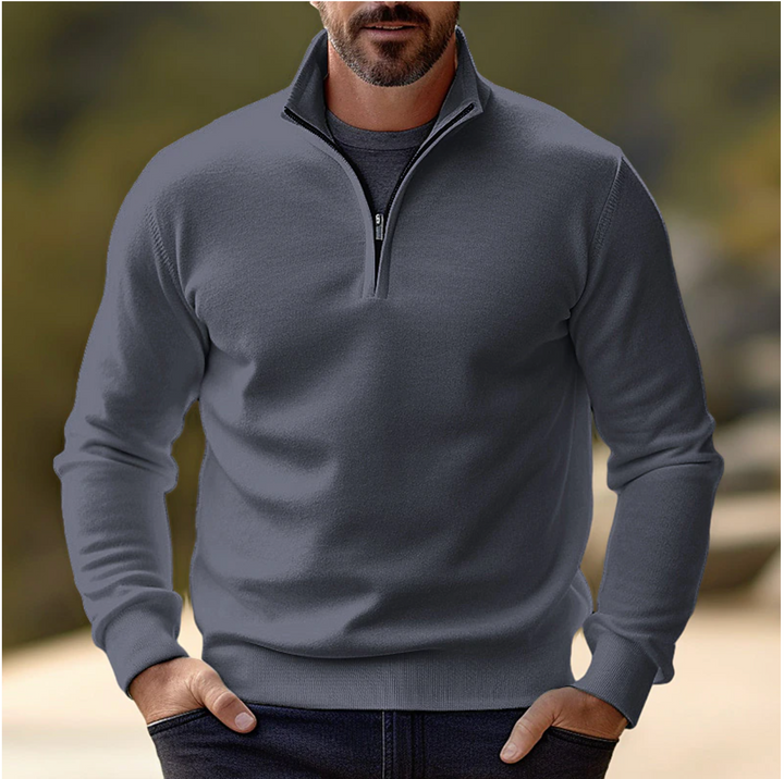 Stylish men's long sleeve quarter-zip sweater, perfect for casual wear, everyday comfort & versatile layering.