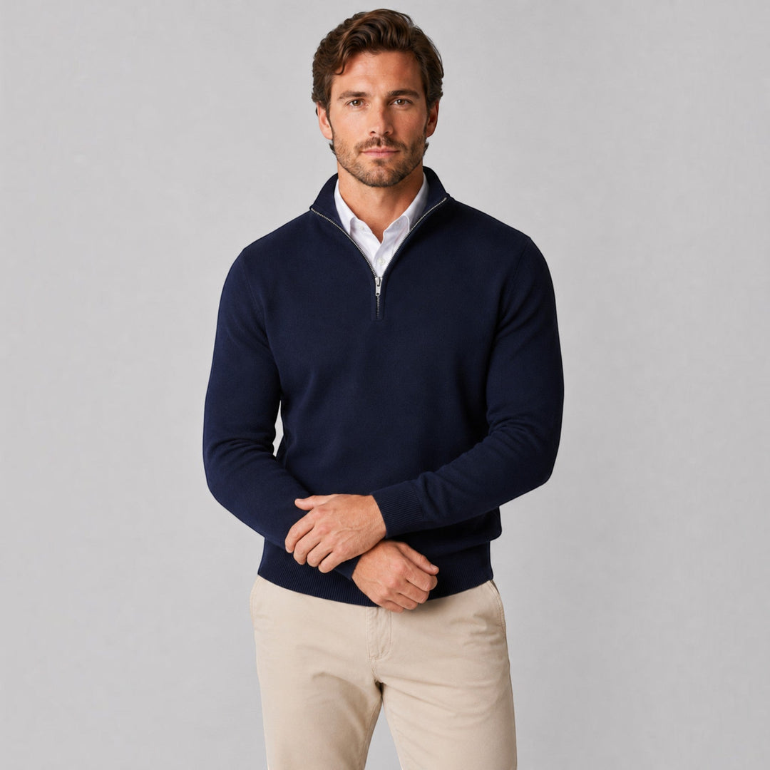 Premium men's quarter zip sweater. Designed for both style and comfort in any setting.