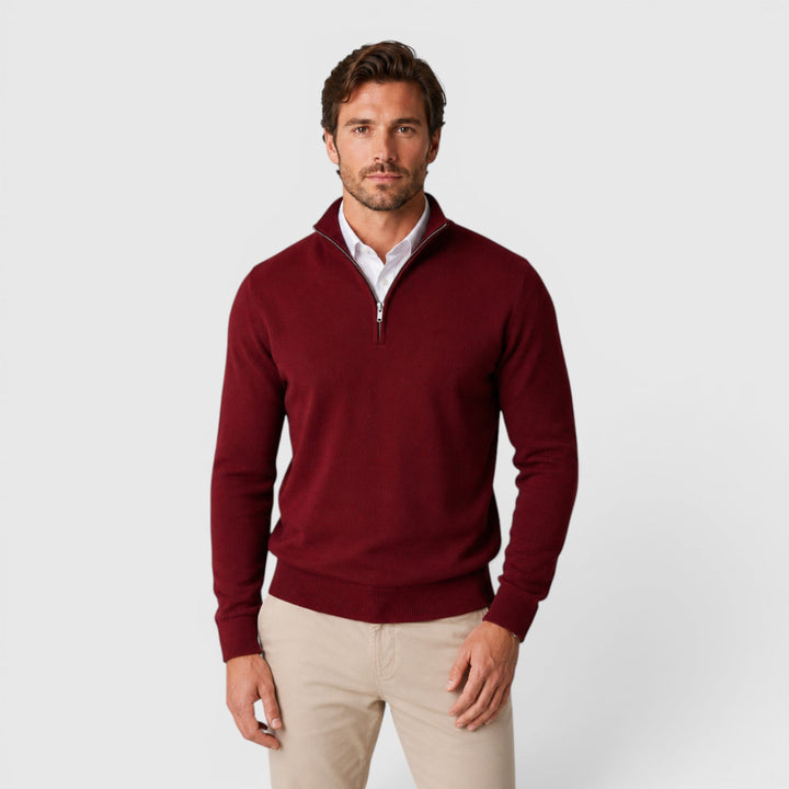 Men's long sleeve quarter zip. The ultimate pullover for warmth and smart casual style.