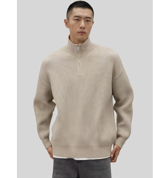 Classic men's quarter-zip sweater. A versatile pullover, offering effortless style & comfort for casual wear.