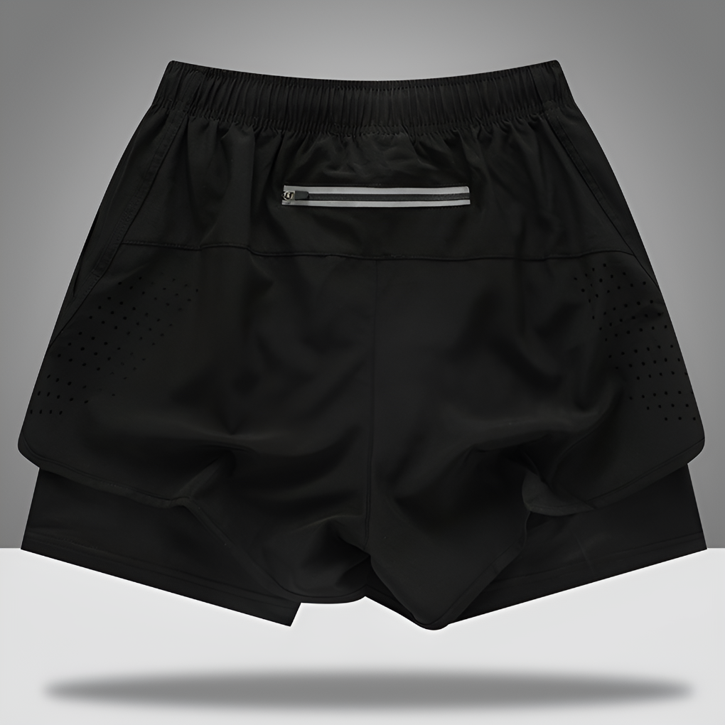 Lightweight men's running shorts with quick-dry fabric, ideal for workouts & sports. Features comfy adjustable waist.