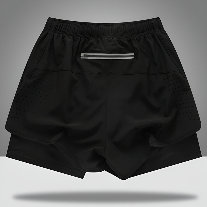 Lightweight men's running shorts with quick-dry fabric, ideal for workouts & sports. Features comfy adjustable waist.