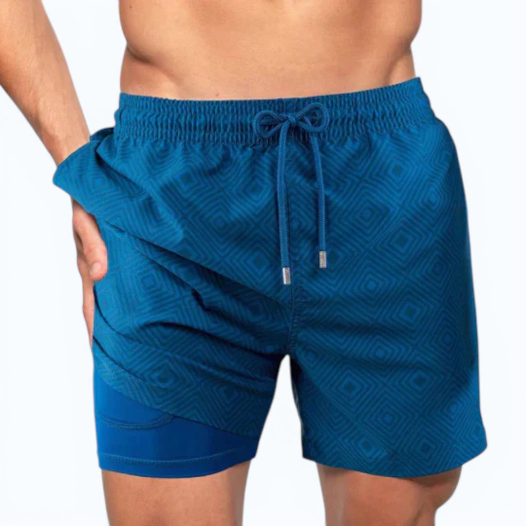 Supportive men's compression swim shorts, quick-dry for comfortable summer beach and pool wear.