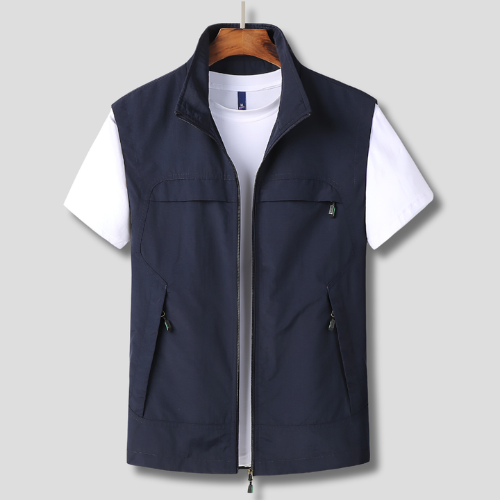 Men's quick-dry outdoor vest for hiking and travel adventures.
