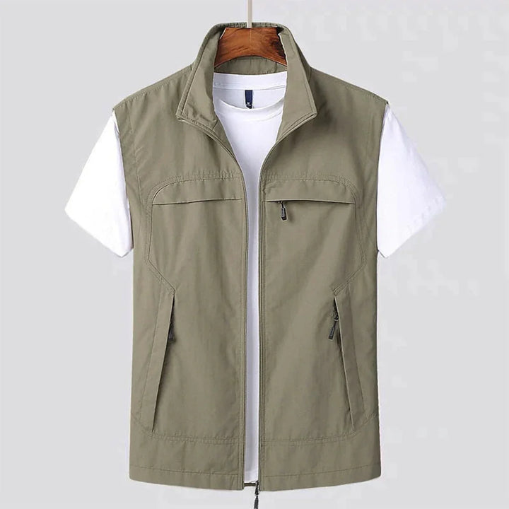 Stylish men's outdoor vest, quick-dry and breathable hiking gear.
