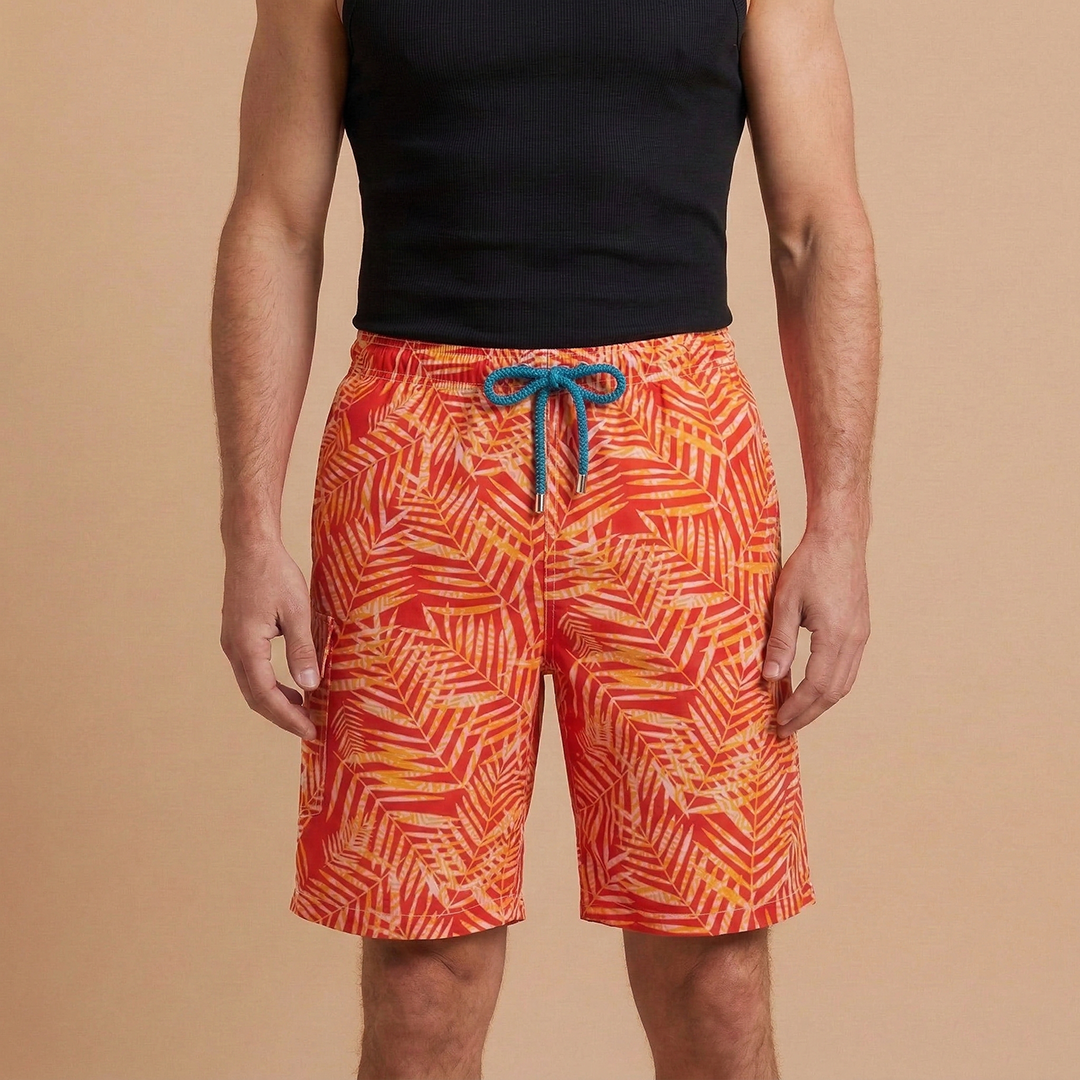 Durable men's quick-dry swim shorts, stretch waist for active summer sports & beach fun.