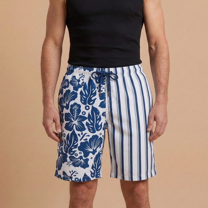 Stylish men's quick-dry swim shorts, stretch waist for athletic summer performance.
