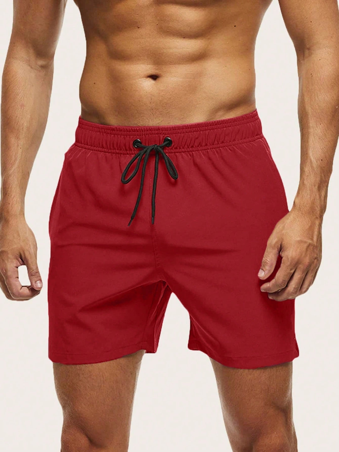 Men's quick-dry stretch swim shorts in blue for beach & pool. Lightweight & comfortable athletic swimwear.