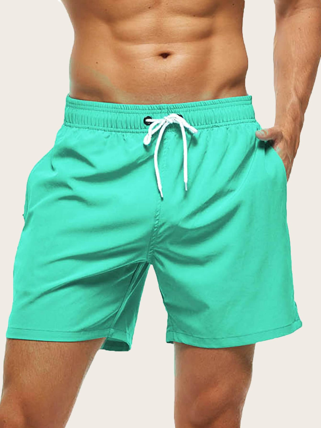 Durable men's quick-dry swim shorts, featuring stretch for comfortable athletic performance.