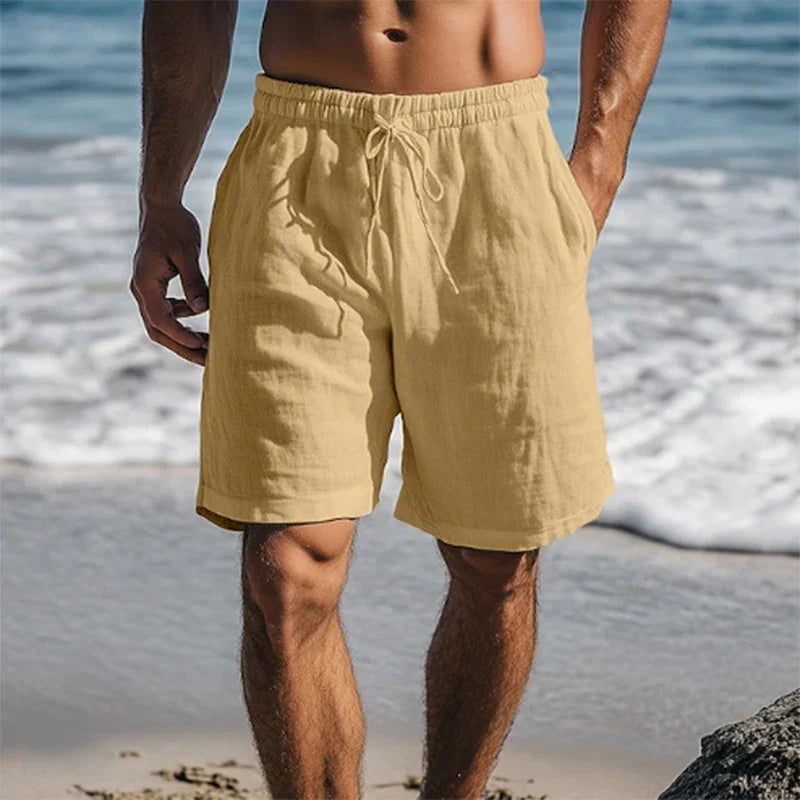 Men's quick-dry beach shorts with vibrant pattern for summer fun.