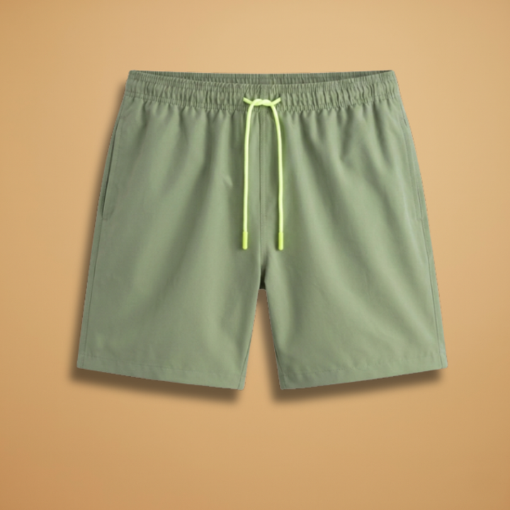 Men's quick-dry swim shorts with stretch waistband, perfect for beach, pool, or watersports.