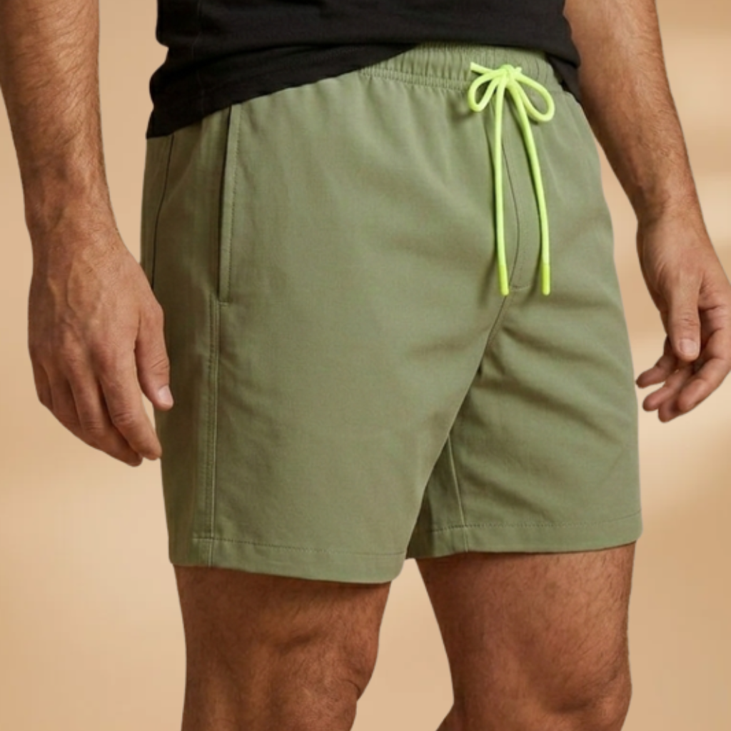 Adjustable stretch waistband on these men's quick-dry swim shorts, perfect for active pool days.