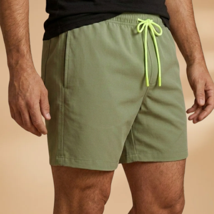 Adjustable stretch waistband on these men's quick-dry swim shorts, perfect for active pool days.