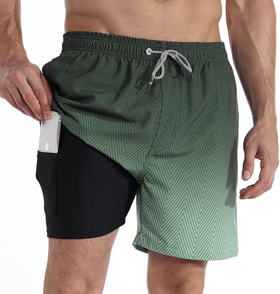 Comfortable men's athletic swimwear, quick-dry swim trunks for active water sports & beach.