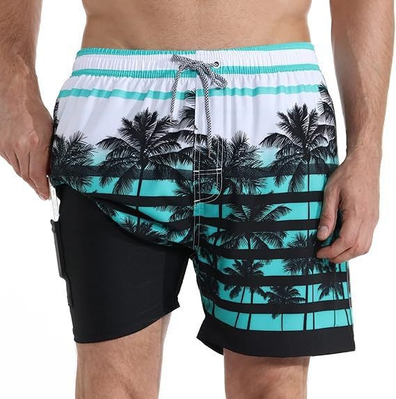 Vibrant men's quick-dry swim trunks, stylish beach shorts for summer fun.