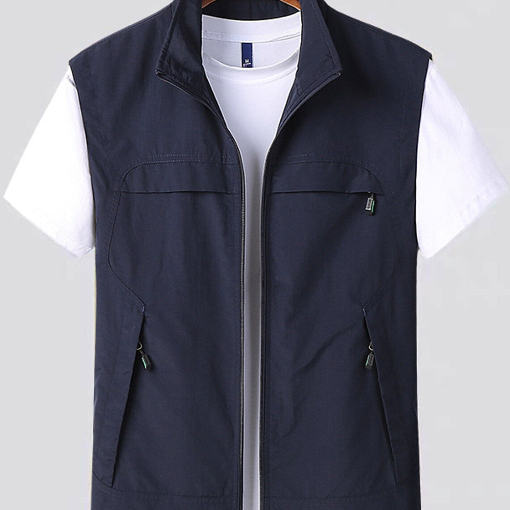 Men's quick-drying performance vest in a solid color, ideal for athletic fitness & active summer wear.