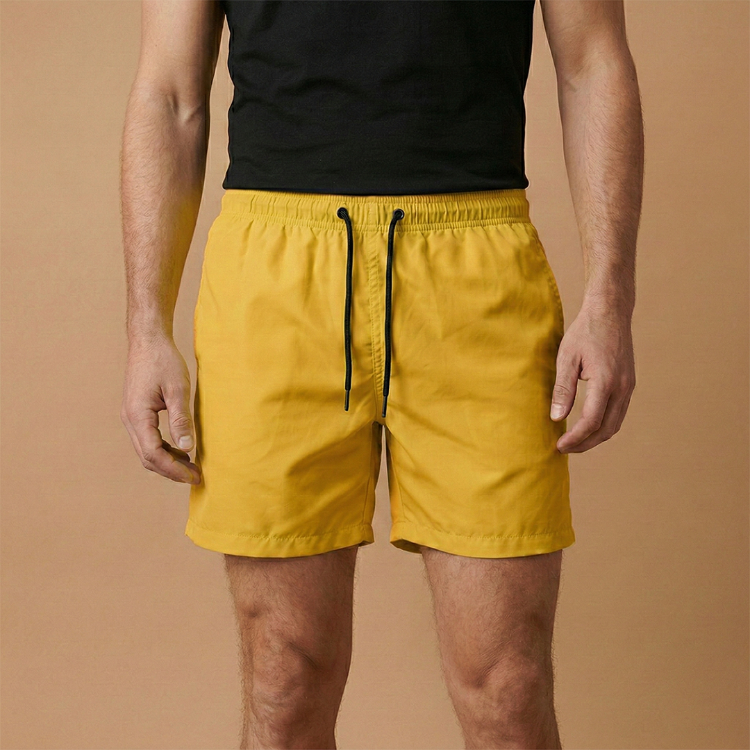 Performance men's summer shorts: quick-drying fabric, drawstring, and comfortable for all activities.