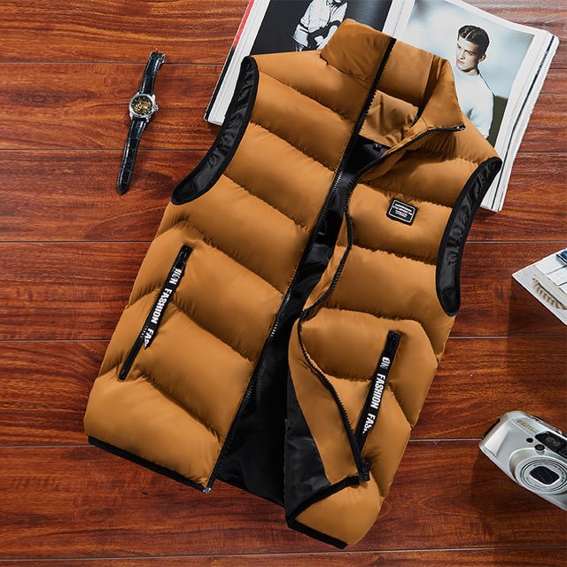 Functional men's puffer vest with secure zip pockets