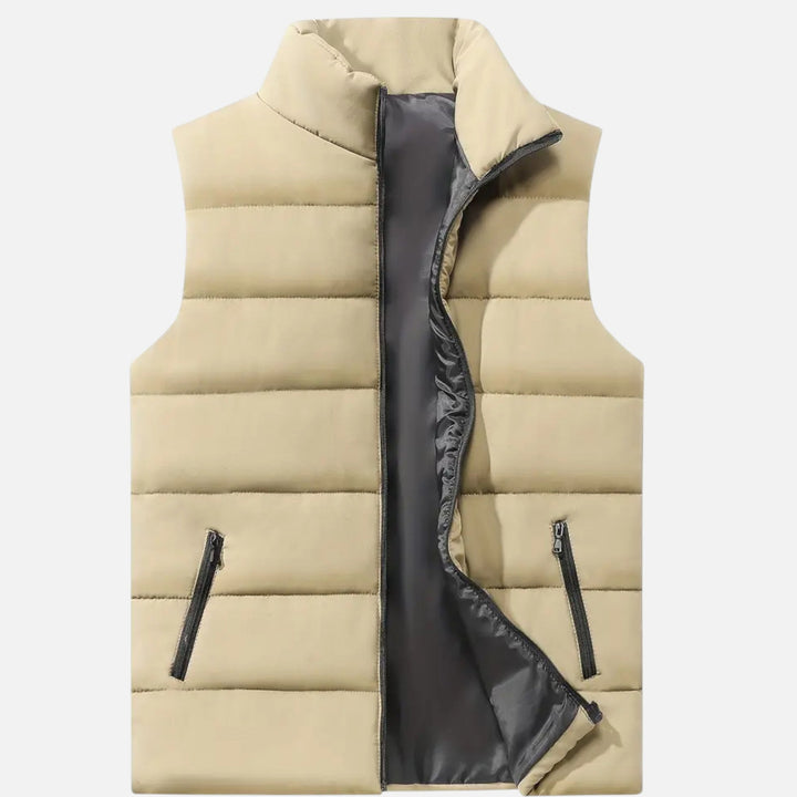 Men's quilted winter vest in army green, lightweight and stylish