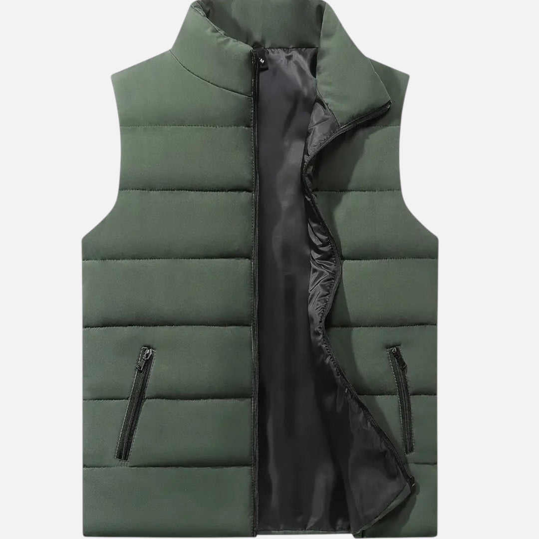 Warm and stylish men's polyester vest in a quilted design