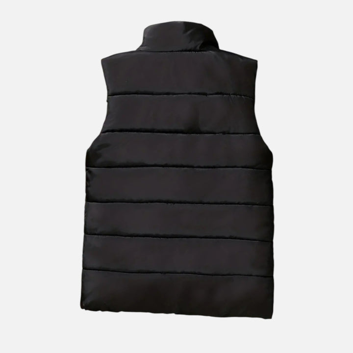 Men's army green quilted vest, offering lightweight warmth for winter