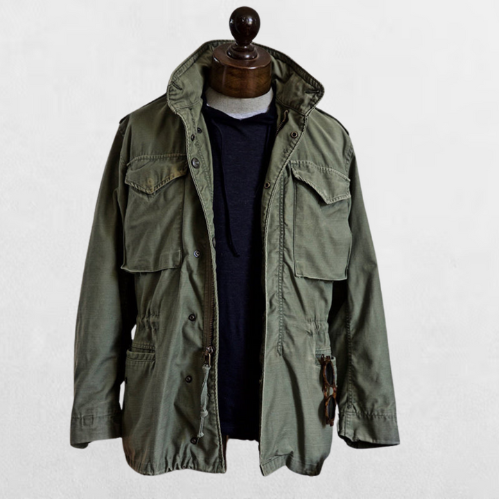 Men's Ranger hooded field jacket in olive green, durable outdoor wear.